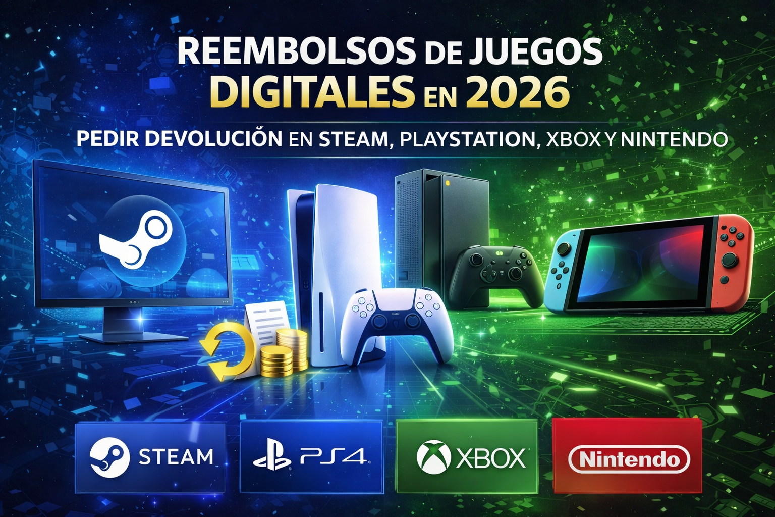 REEMBOLSOS DE JUEGOS DIGITALES EN 2026: CÓMO PEDIR DEVOLUCIÓN EN STEAM, PLAYSTATION, XBOX Y NINTENDO