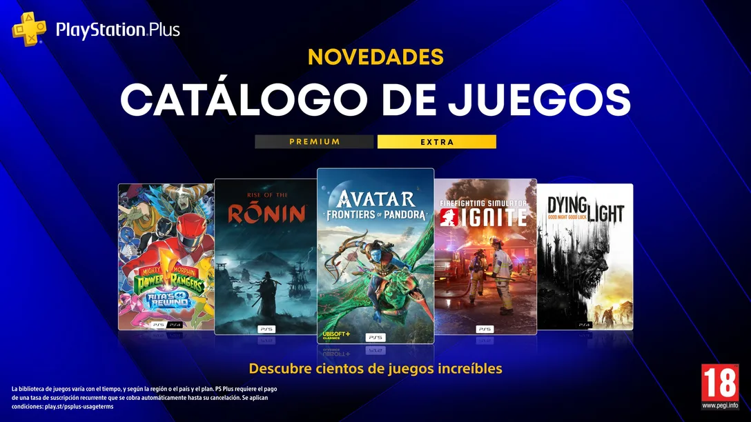 PS Plus Extra y Premium julio 2026 suma Avatar, Rise of the Ronin y dos clásicos