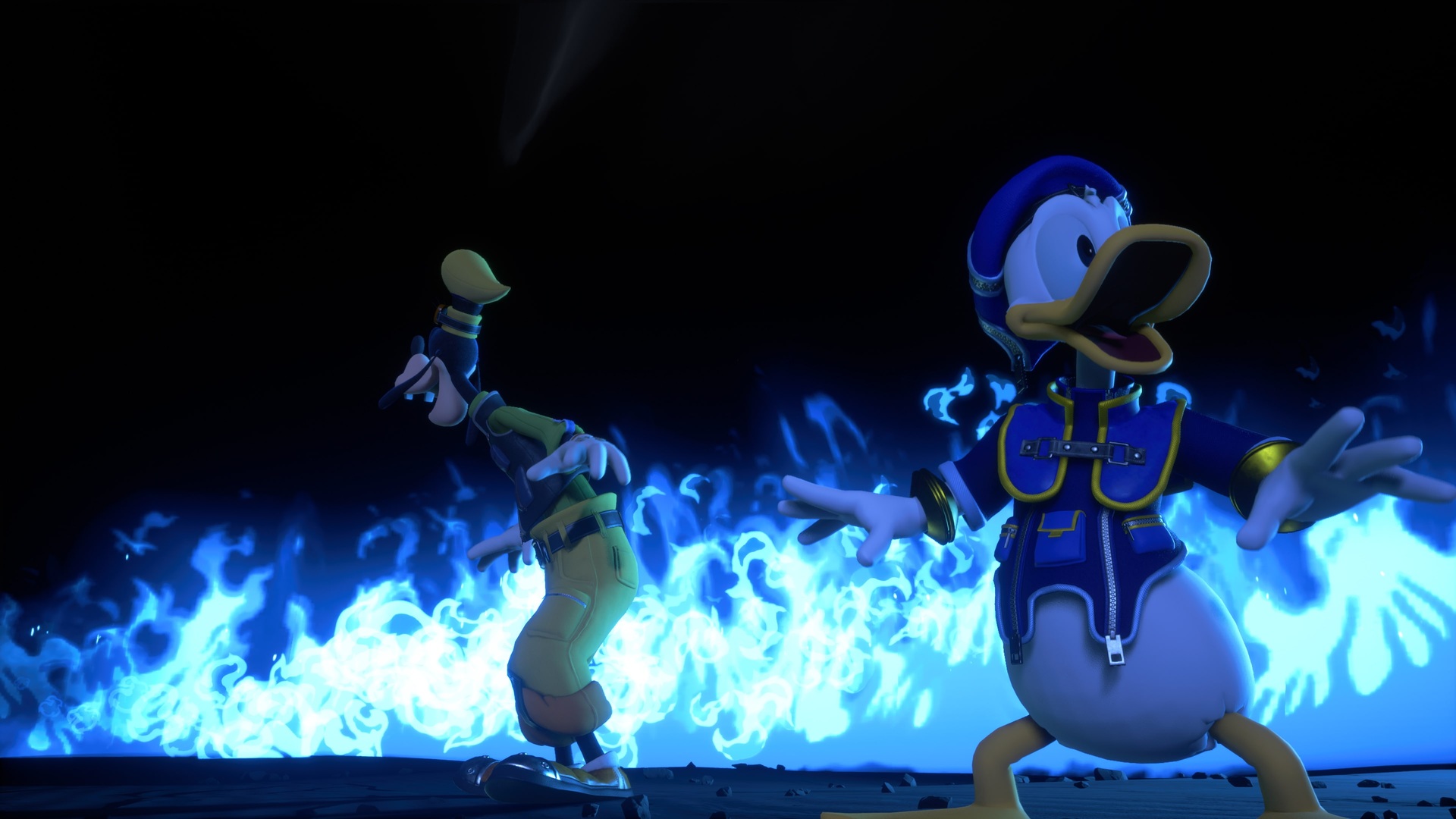 Donald y Goofy durante una escena de Kingdom Hearts IV