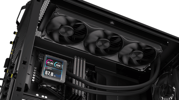Refrigeración líquida CORSAIR Nautilus II RS LCD instalada en un PC